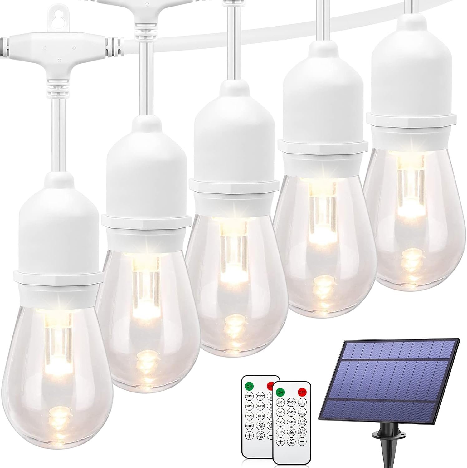 Mlambert 3 Colors 48FT LED Solar String Lights with Remote, 3 Modes, White