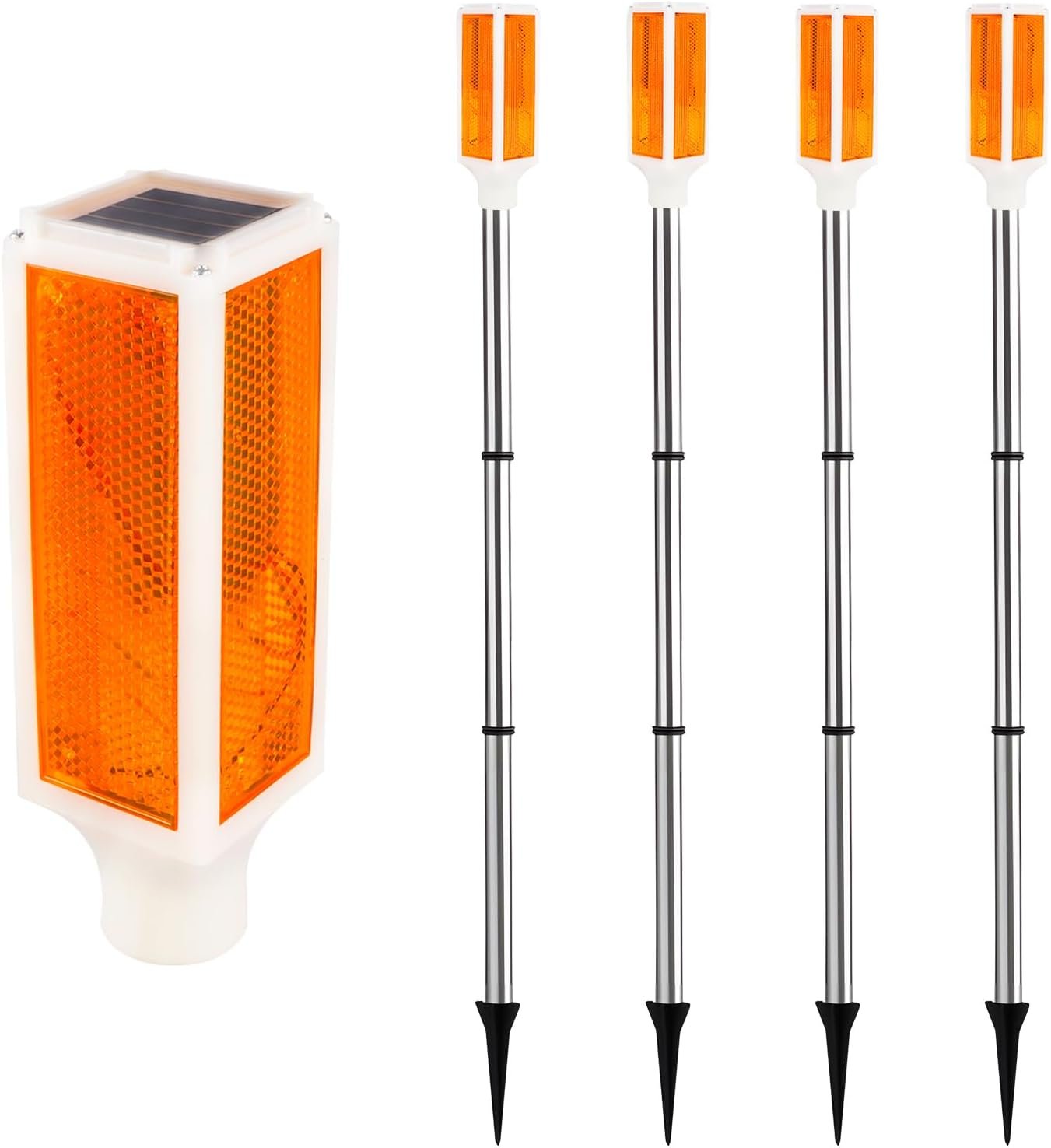 Solar Driveway Reflectors, 2 Modes Reflective Marker Lights, Orange