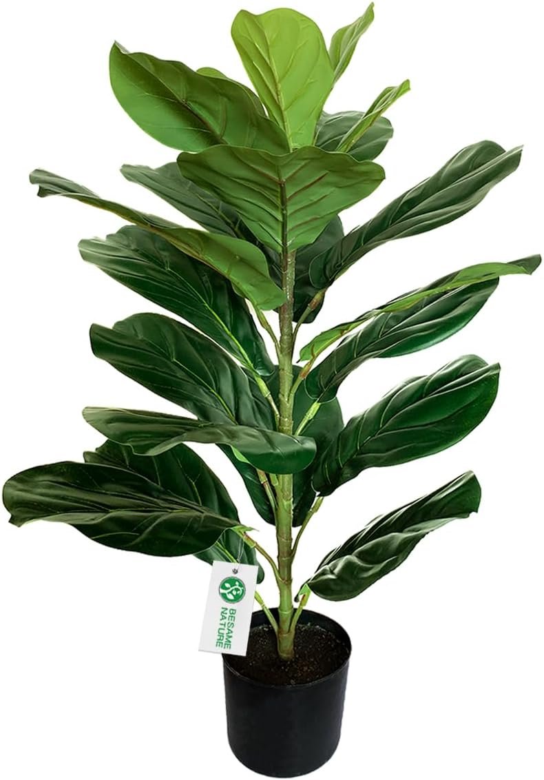 30″ Little Artificial Fiddle Leaf Fig Tree/Faux Ficus Lyrata for Home Office Decoration