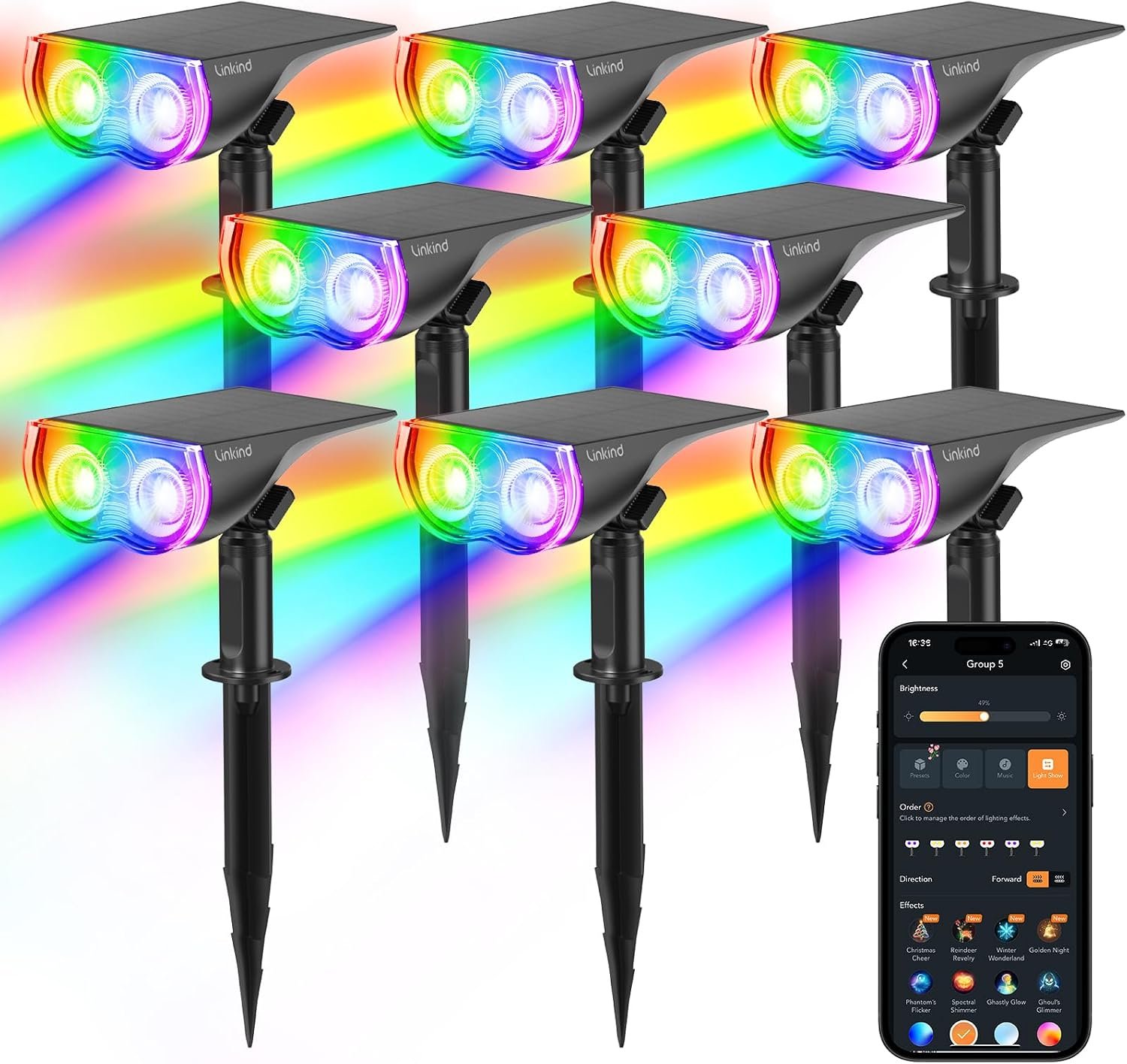 Linkind Smart Solar Spot Lights Outdoor SL5C, IP67 Halloween Lights Outdoor