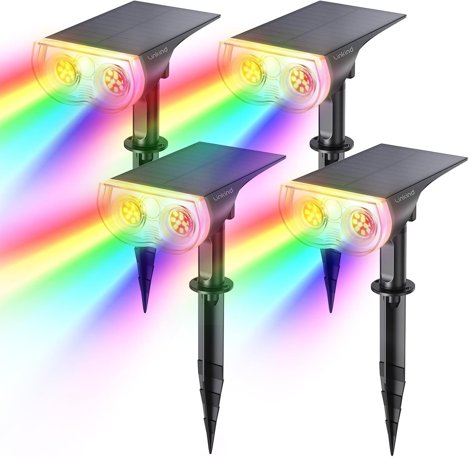 Linkind Halloween Solar Lights Outdoor Spotlight Waterproof RGB 4 Pack