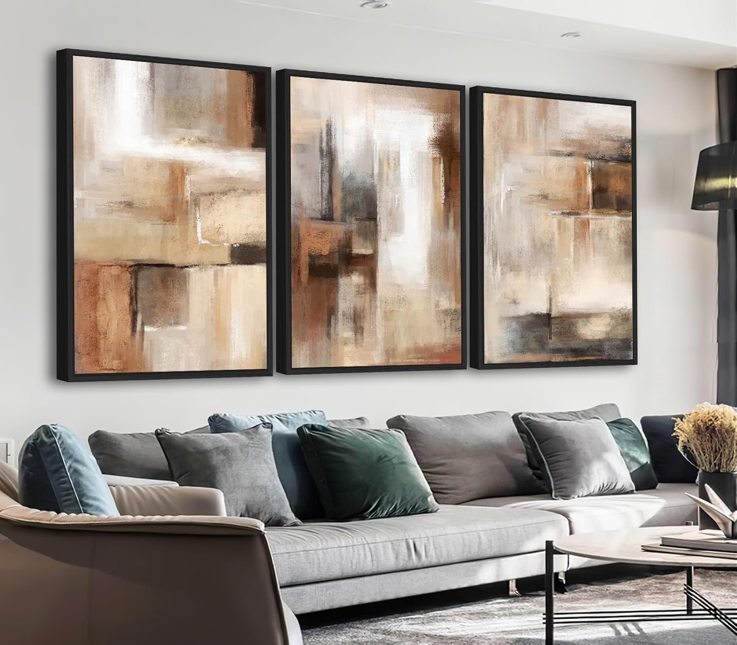 ASDCEUTICALS Large Canvas Wall Art, Brown Beige Abstract Pictures 24″x36″x3