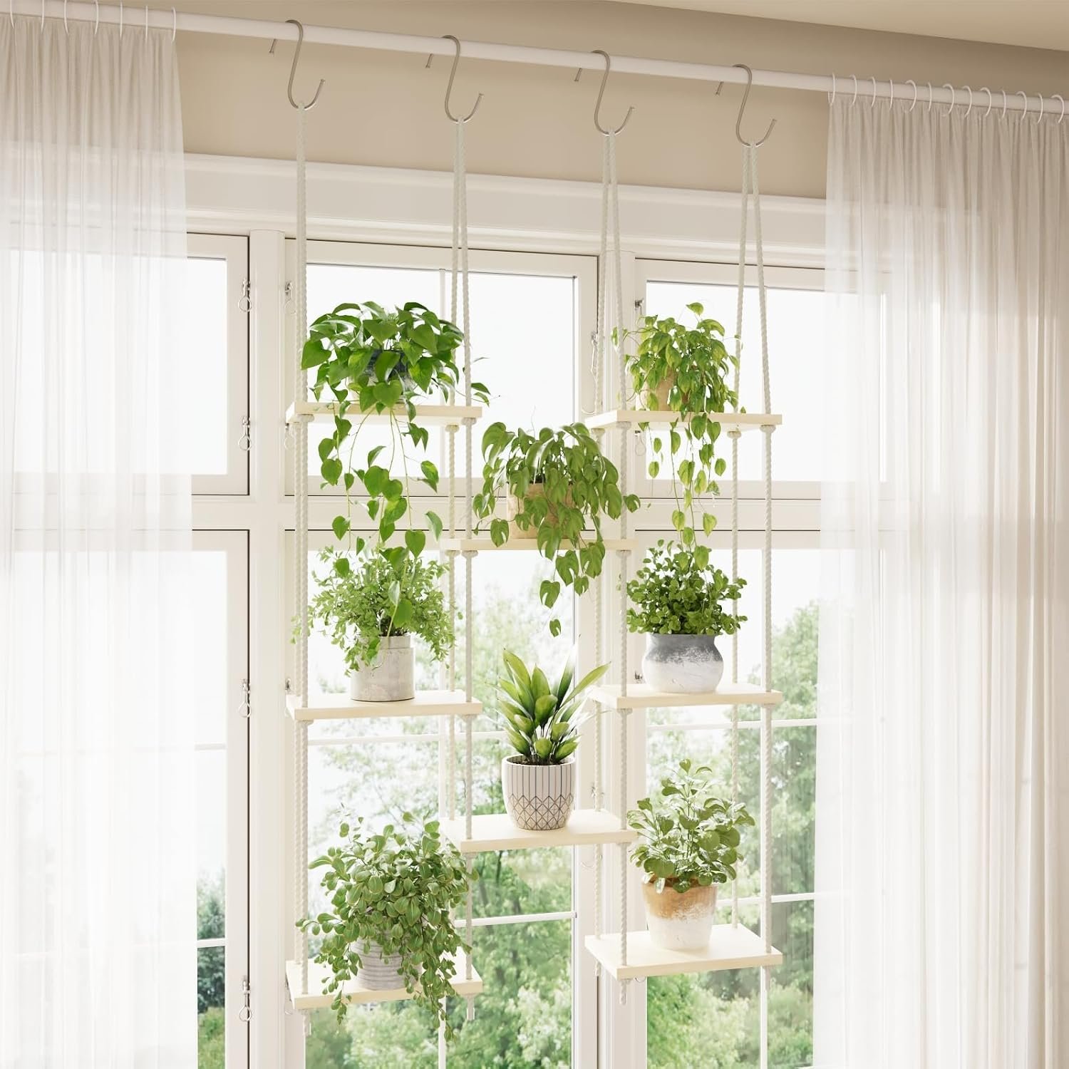 8 Tier Window Plant Shelves Hanging Indoor Plant Display