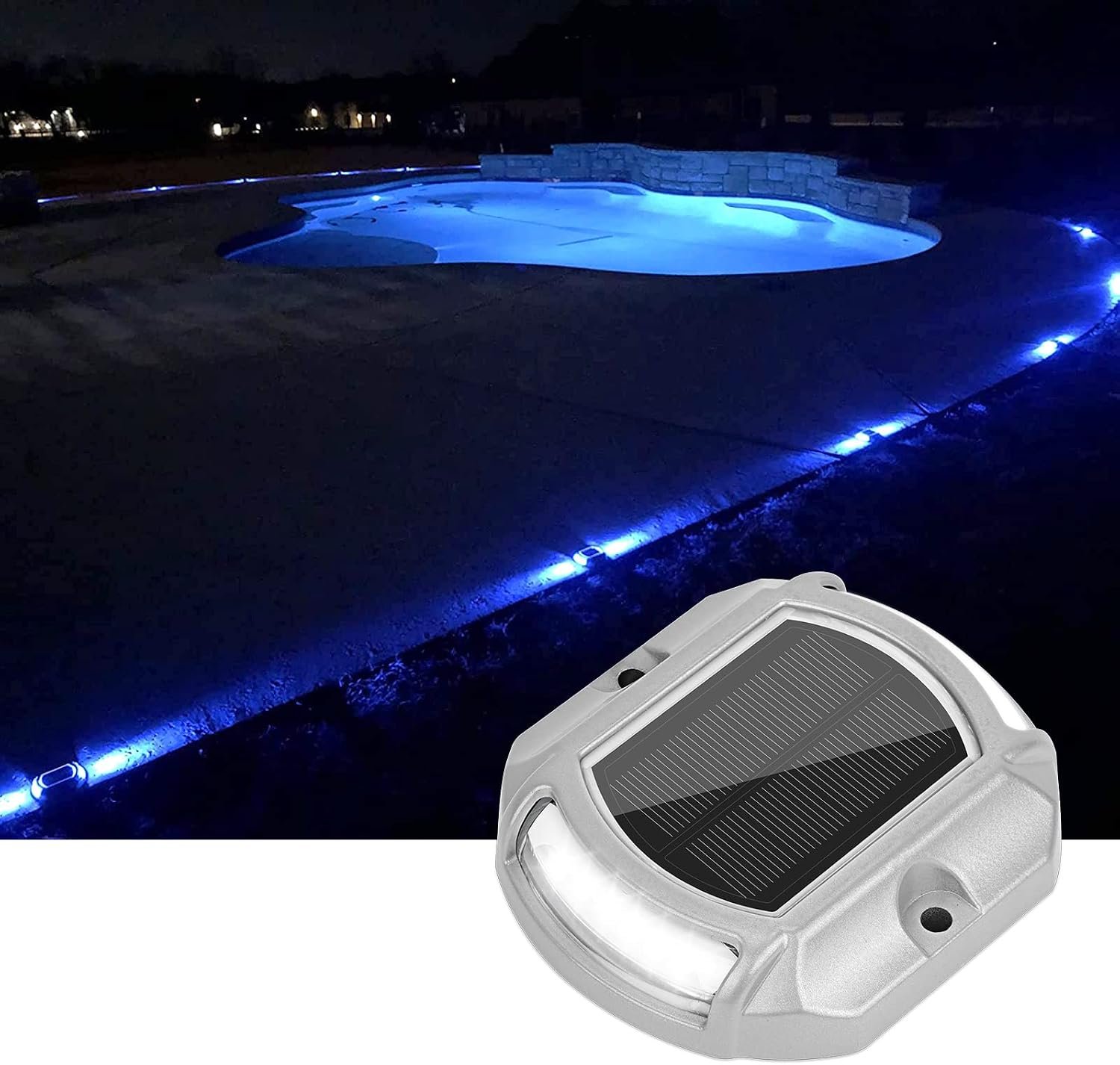 VOLISUN Solar Driveway Dock Deck LED Outdoor Lights 2 Colors Modes 4 Pack