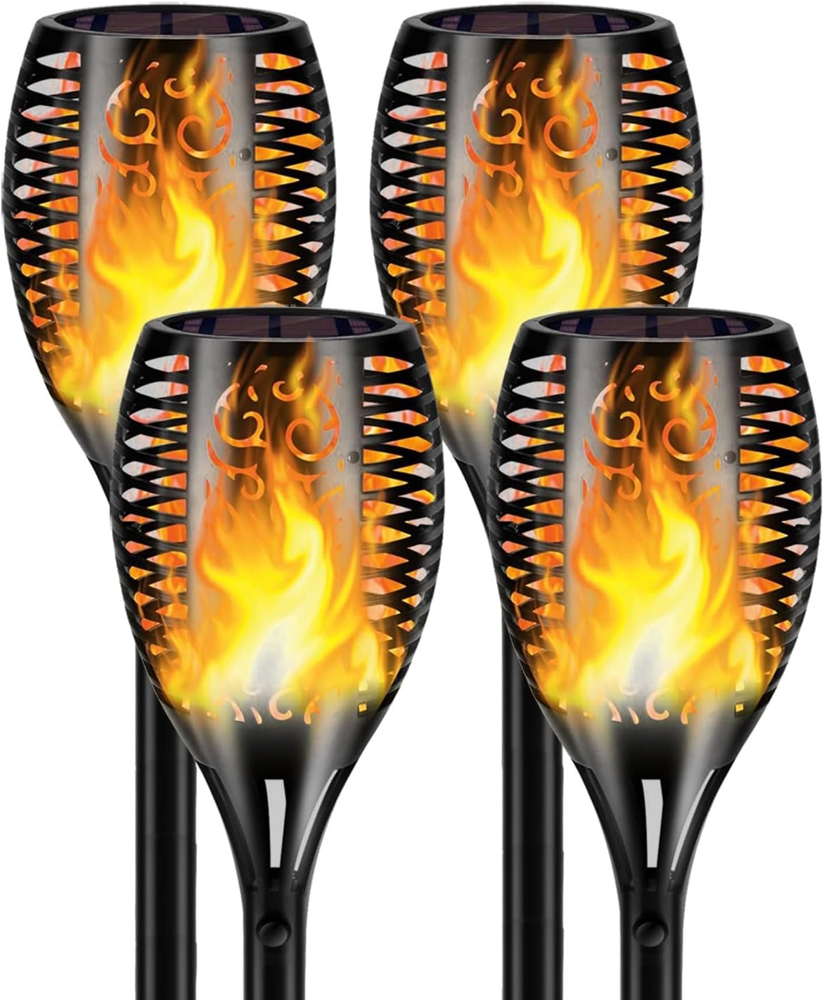 4 Pack Large Solar Torch Lights with 96 LED Flickering Flame, IP65 Waterproof Outdoor Landscape Lighting for Garden, Yard, Patio, Halloween, Camping and Party Decor