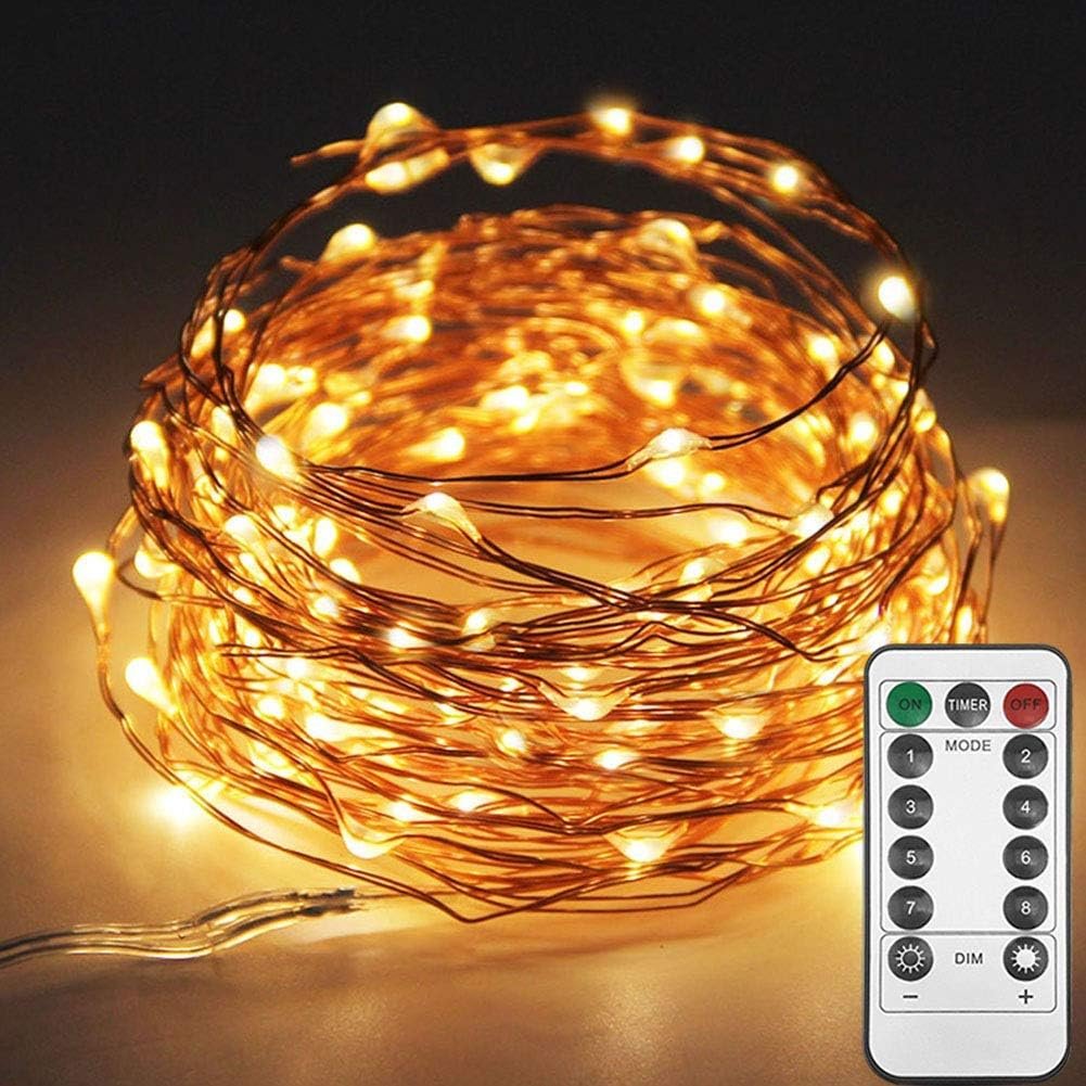 Twinkle Star 33ft 100LED Copper Wire String Lights, Warm White