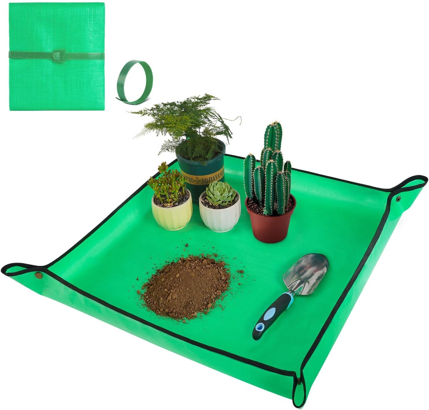 HNXTYAOB Repotting Mat for Indoor Plant Transplanting and Mess Control 27″x 27″ Thickened Waterproof Potting Tray Foldable Succulent Potting Mat Portable Gardening Mat Garden Gifts for Women & Men