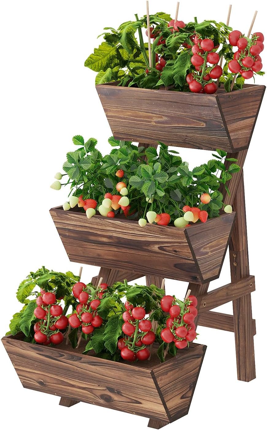 Wooden Vertical Raised Garden Bed, Tiered Planter Box, Garden Planter Stand