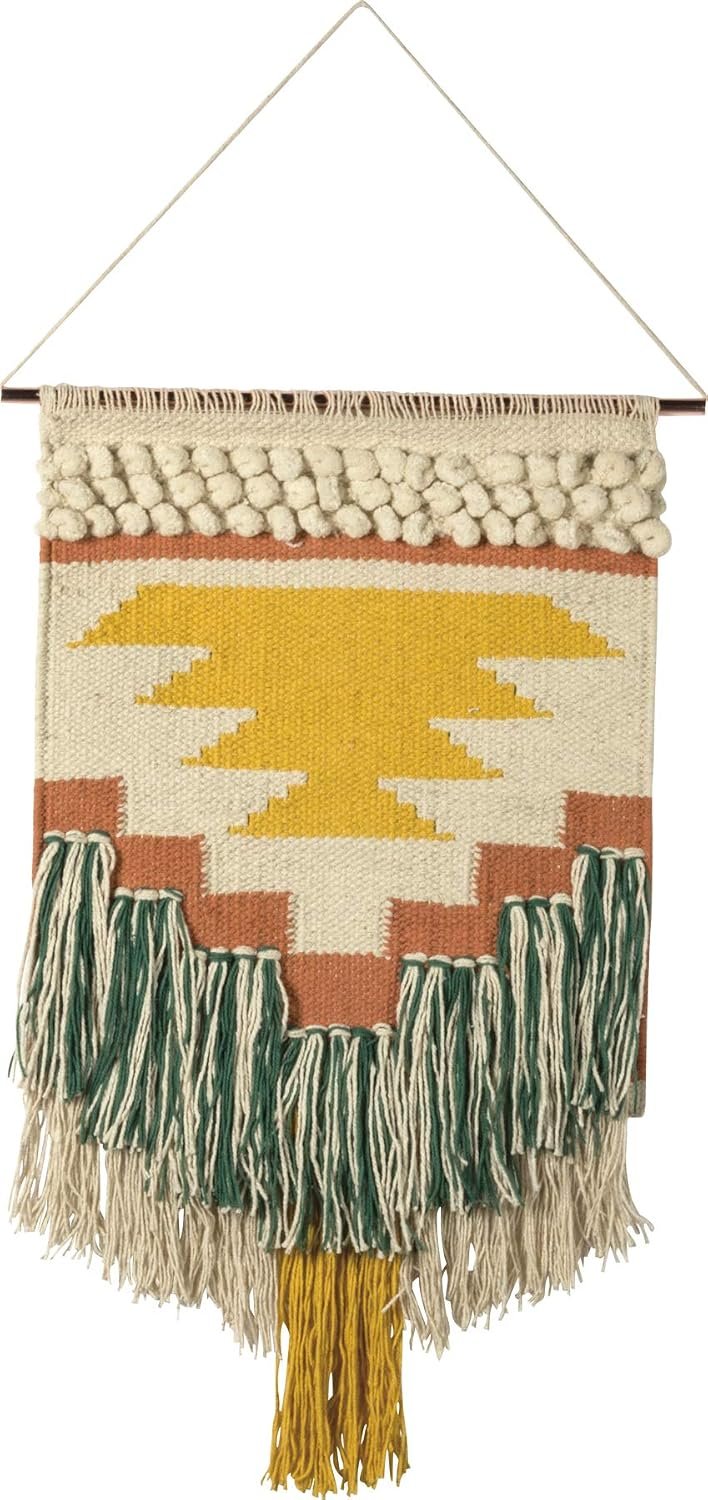Primitives by Kathy Gypsy Hand Woven Wall Hanging, 14″ x 25″, Yellow/Green, 8541857714