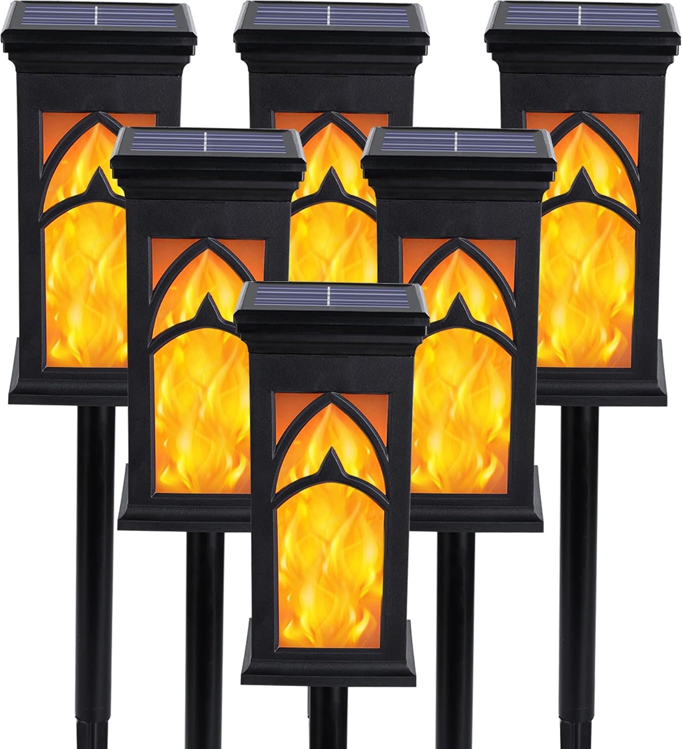 Jnaurb Solar Lights Outdoor, 6 Pack Solar Torch Light with Flickering Flame