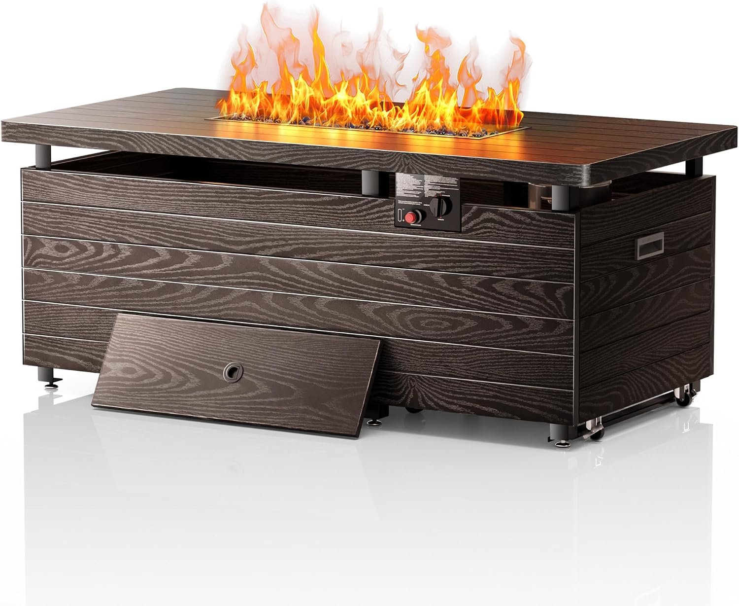 51” Outdoor Propane Fire Pit Table, 50000 BTU 4-in-1 Gas Fire Pits, Brown