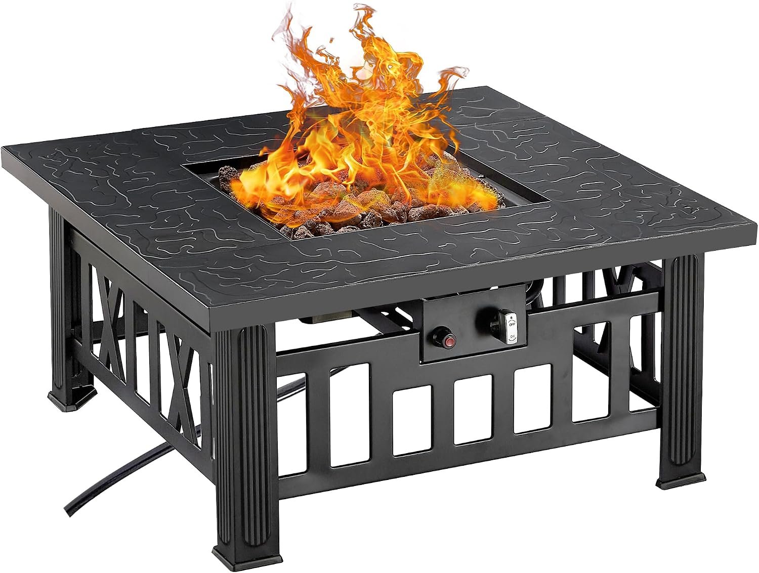 VECELO Propane Fire Pit, 30 Inch Outdoor Gas Fire Table, Square Firepit
