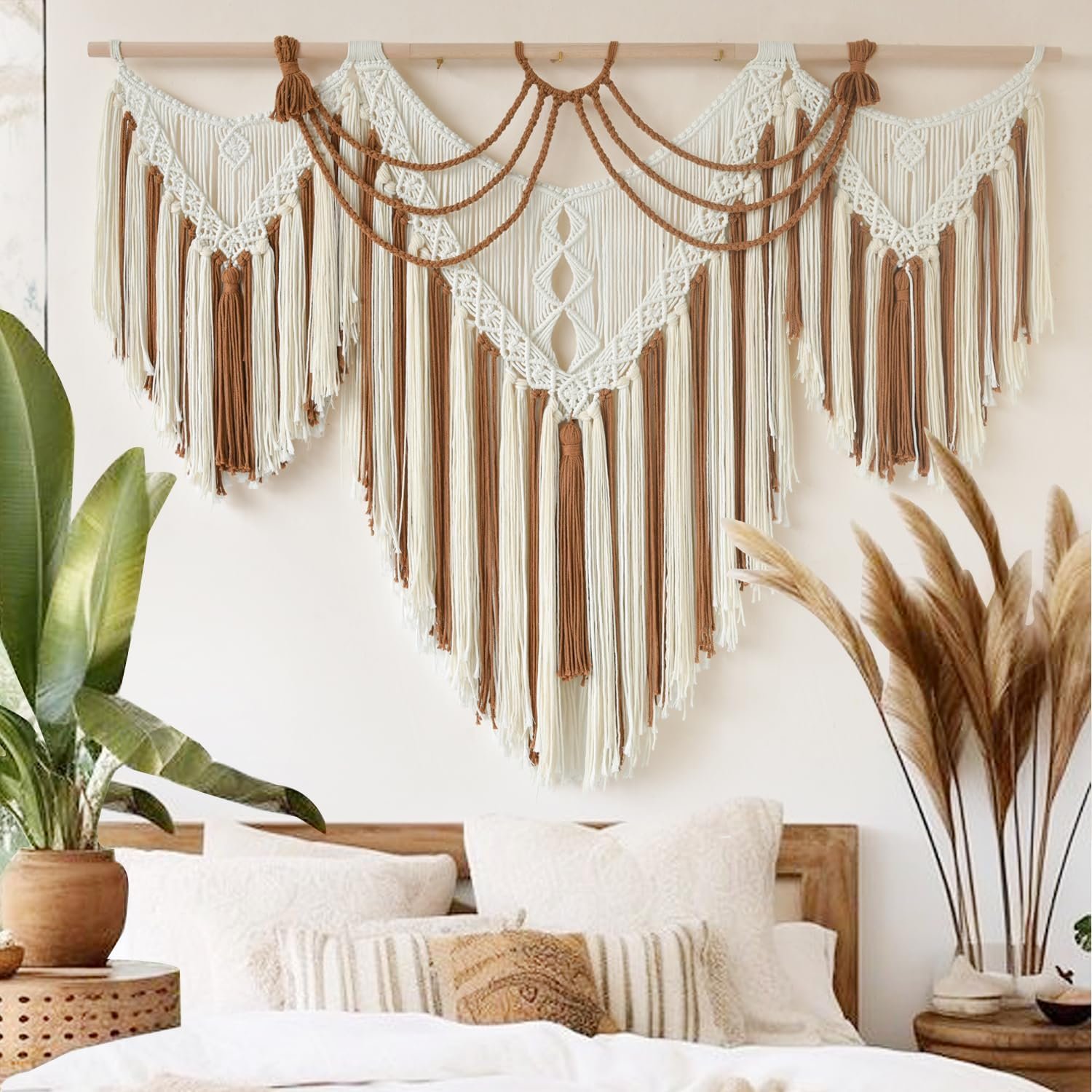 Macrame Wall Hanging Handwoven Geometric Tapestry Woven Decor 47″ W*35″ L