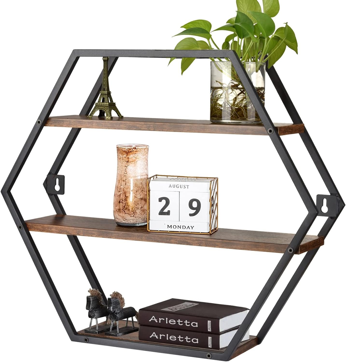 Hexagon Shelves for Wall, Decorative Hexagon Floating Shelves