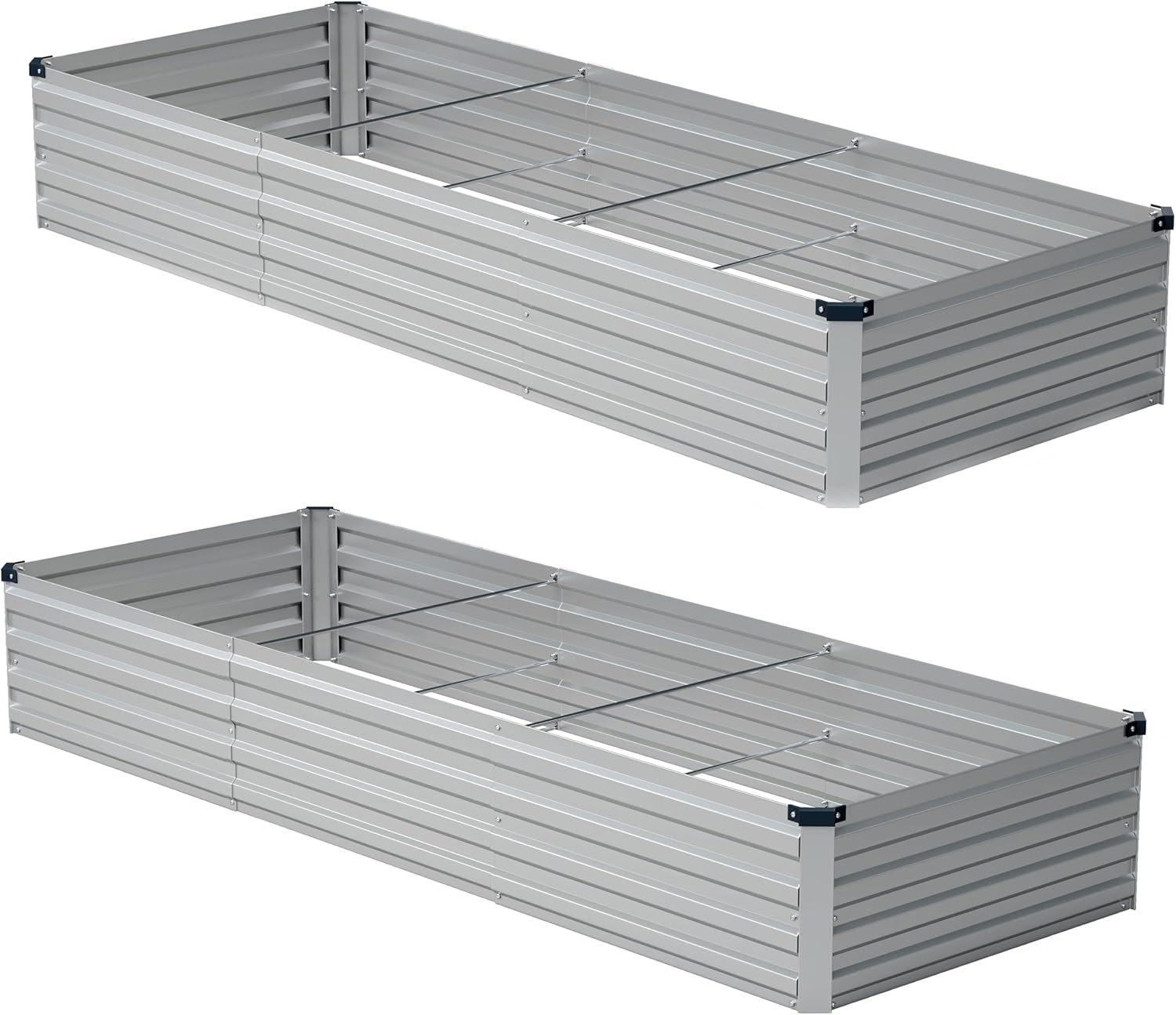 zunatu 10x2x1ft(2 Pack) Galvanized Raised Garden Bed