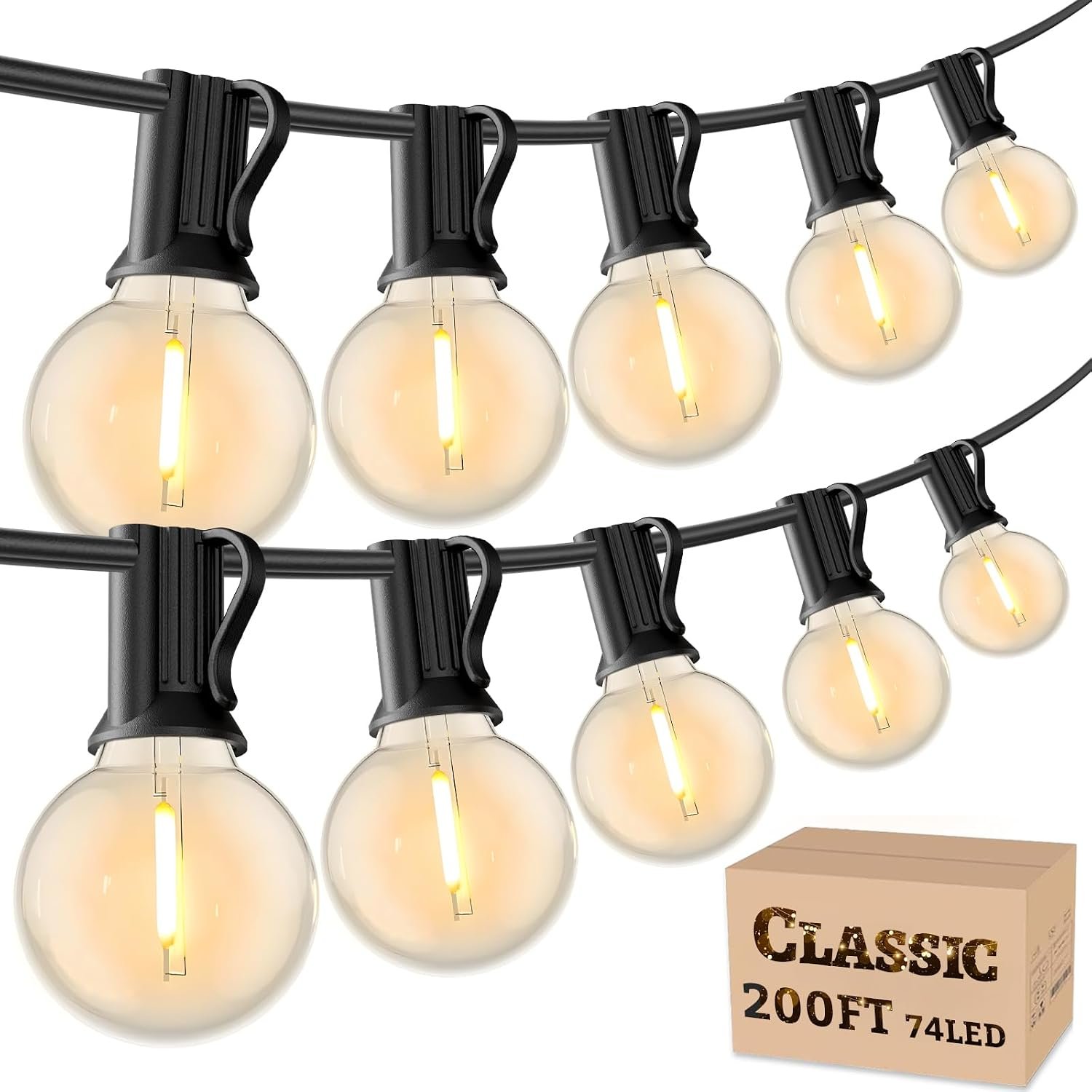 RTTY Outdoor String Lights 200 FT, Waterproof Outside Patio Light LED