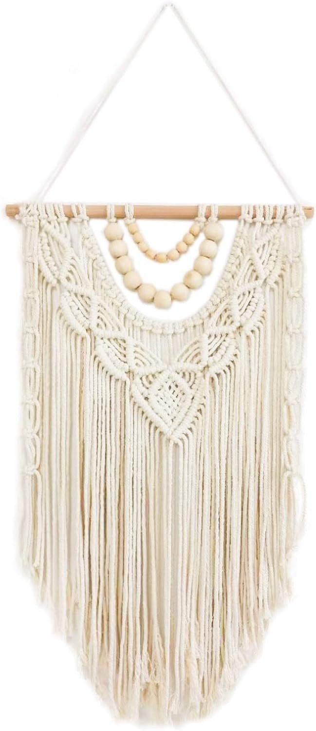 simpleSS Macrame Wall Hanging Boho Macrame Tapestry Woven Home Decor Wall Pediment – Beautiful Apartment Bedroom Dorm Room Decoration (15.7” W×27.5” L)