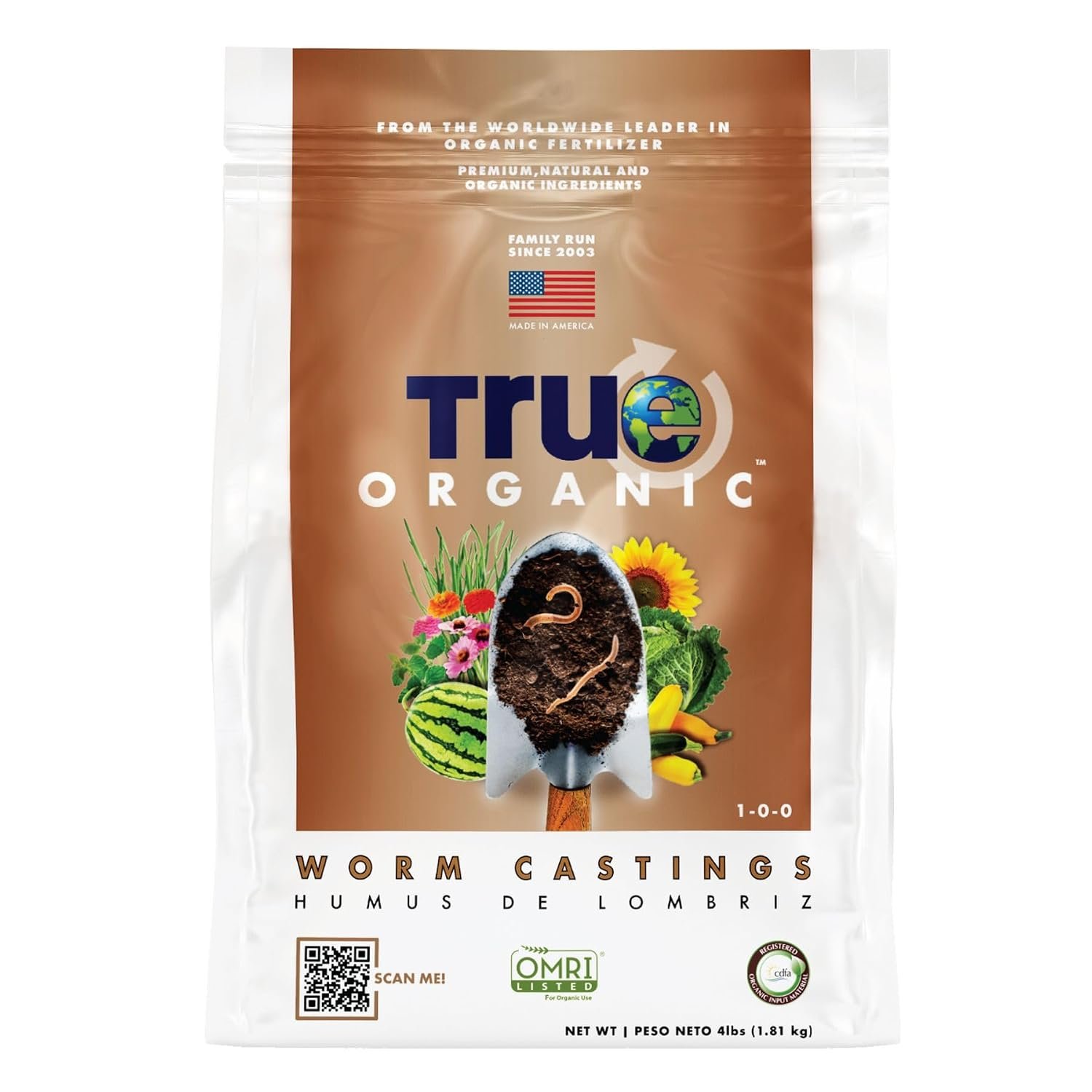 True Organic Worm Castings – Natural Fertilizer for Enhanced Soil Health, Root Growth, and Bountiful Yields