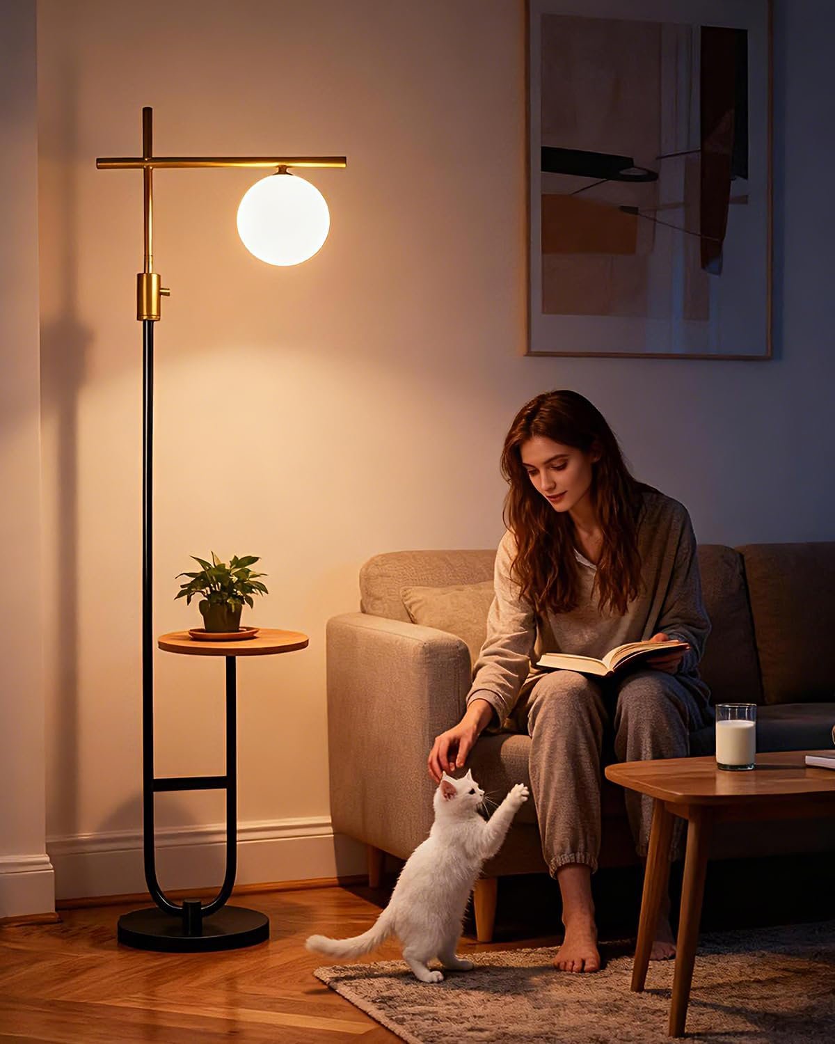 Tall Lamp with Globe Shade