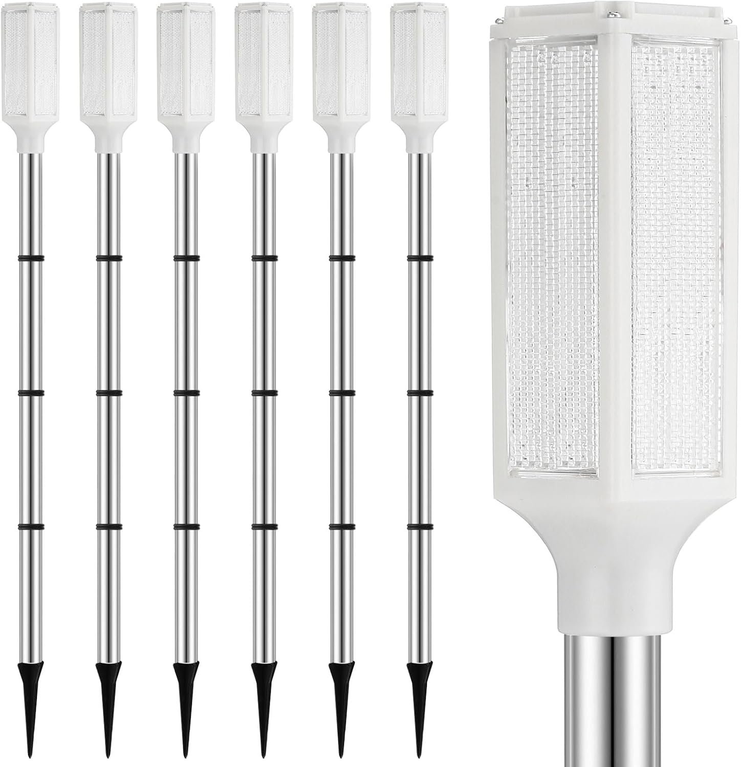 Macarrie 6 Pack Solar Driveway Markers Reflector Lights,37 Inch,White