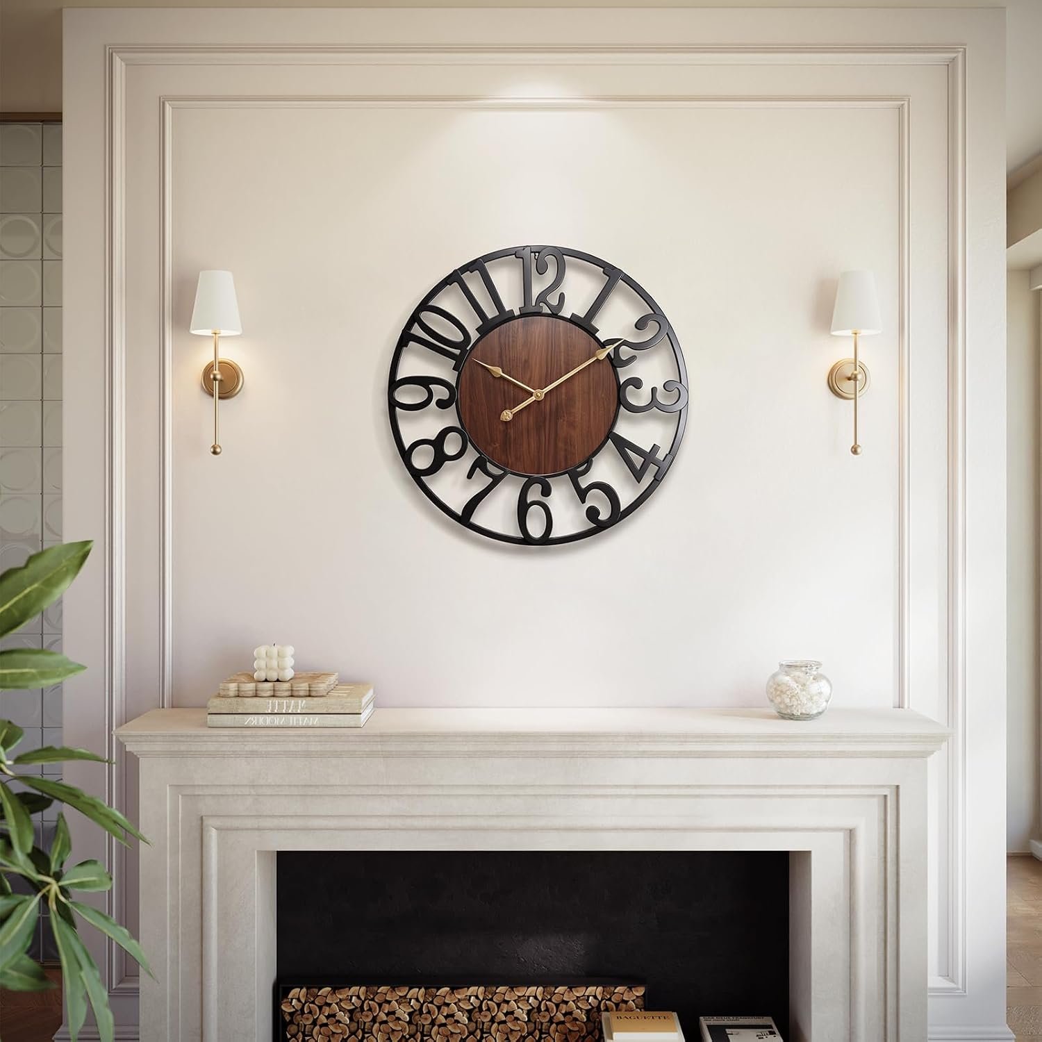 Vantic24 Inch Large Wall Clock, Arabic Numeral Wood Oversized Wall Clock