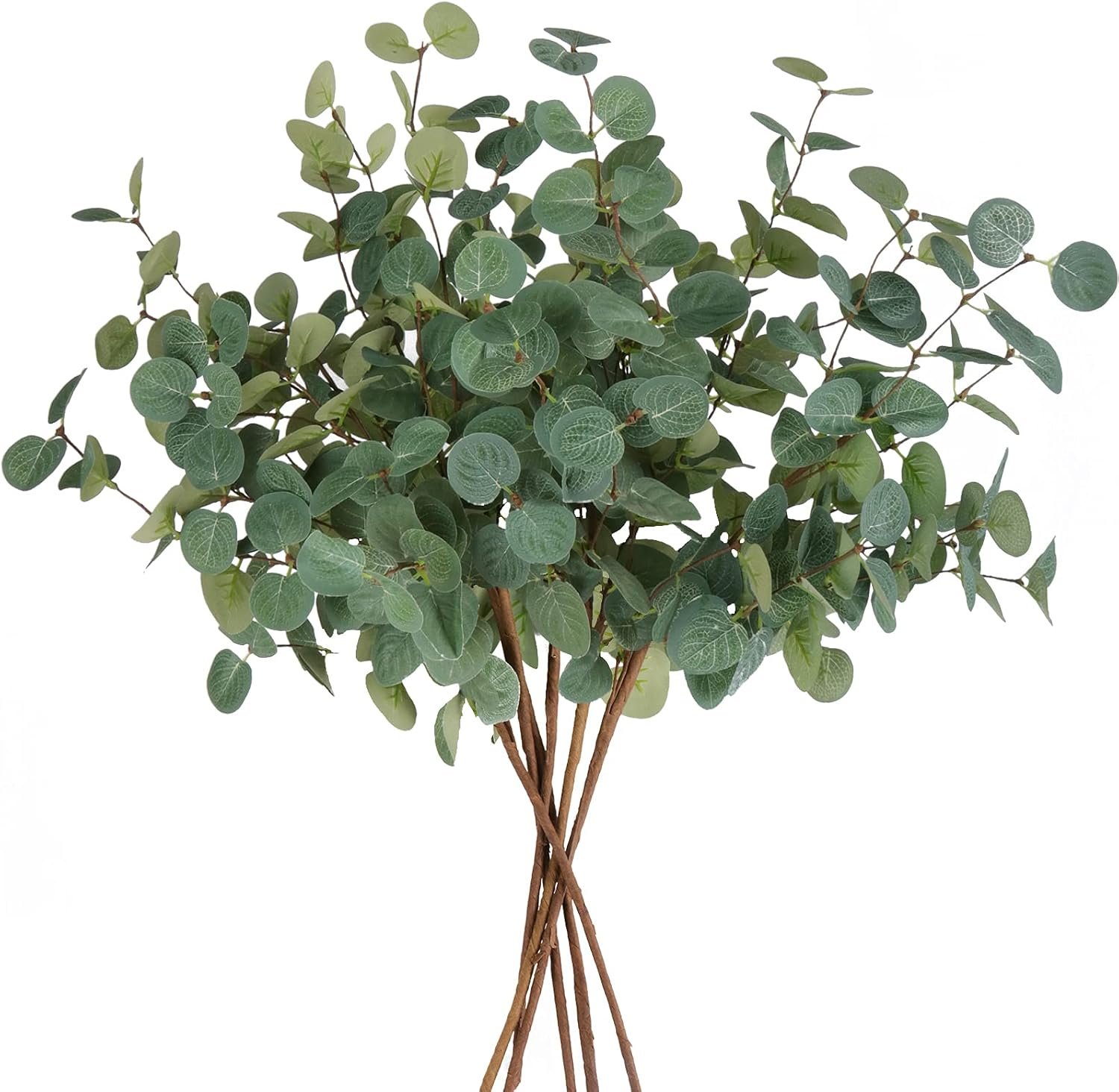 Beferr 6Pcs Artificial Eucalyptus Stems Greenery Stems 24″ Tall Fake Plants Decor Faux Floral Stems for Vase Home Party Wedding Decorations