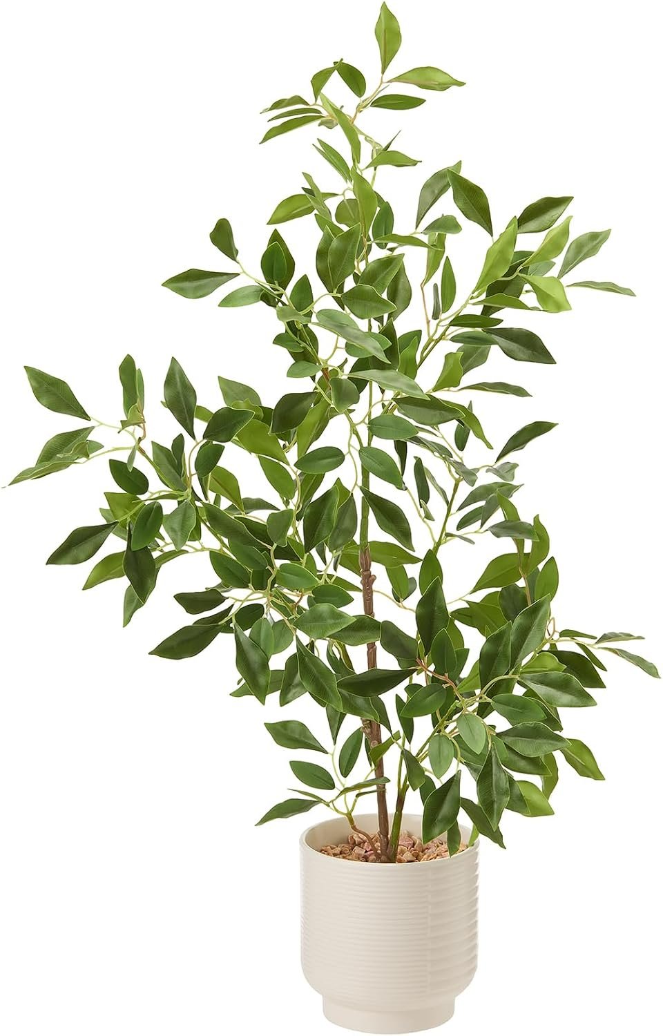 27″ Indoor Faux Potted Plants Ficus Leaves Trees with Ceramic Pots