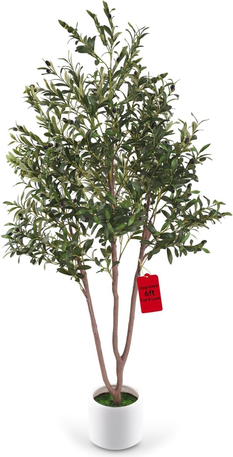 6FT Olive Tree Artificial Indoor Plant,Fake Olive Tree,Lifelike Moss Potted
