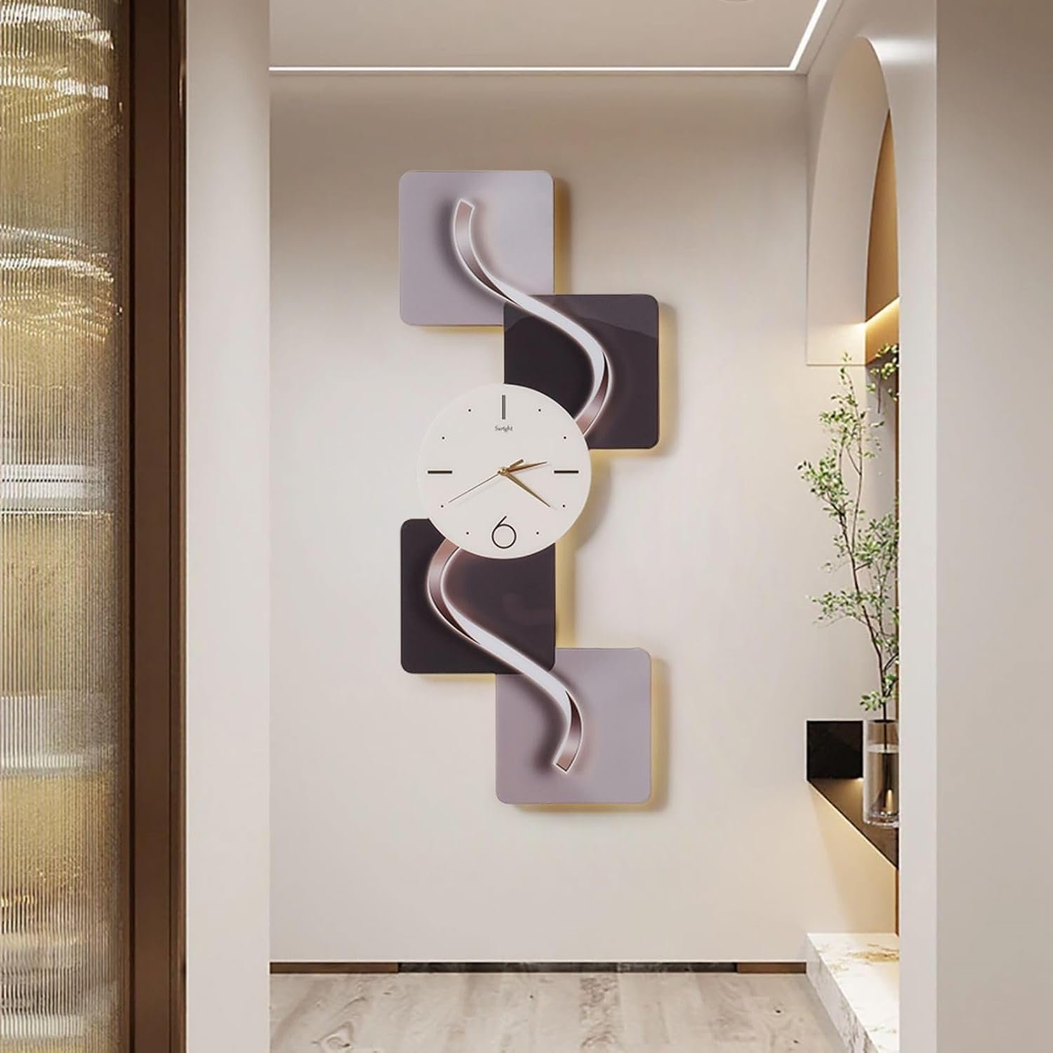 homary 39.4″ Silent LED Wall Clock – Modern Abstract Geometric Design for Living Room & Bedroom Decor | Non-Ticking, Easy to Install