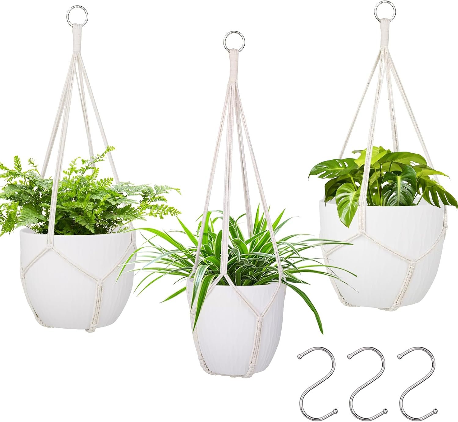 garini 3Pack Macrame Plant Hanger,Hanging Planters for Indoor Plants