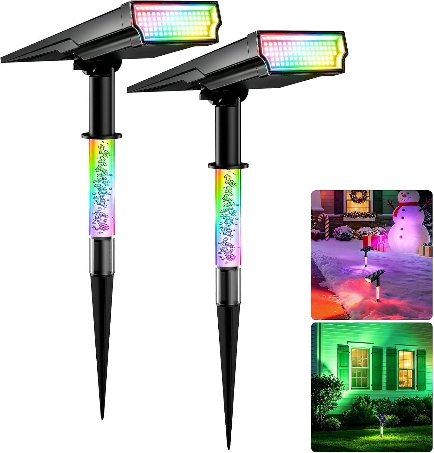 Solar Spot Lights Outdoor, RGB Landscape Spotlight 2 Pack