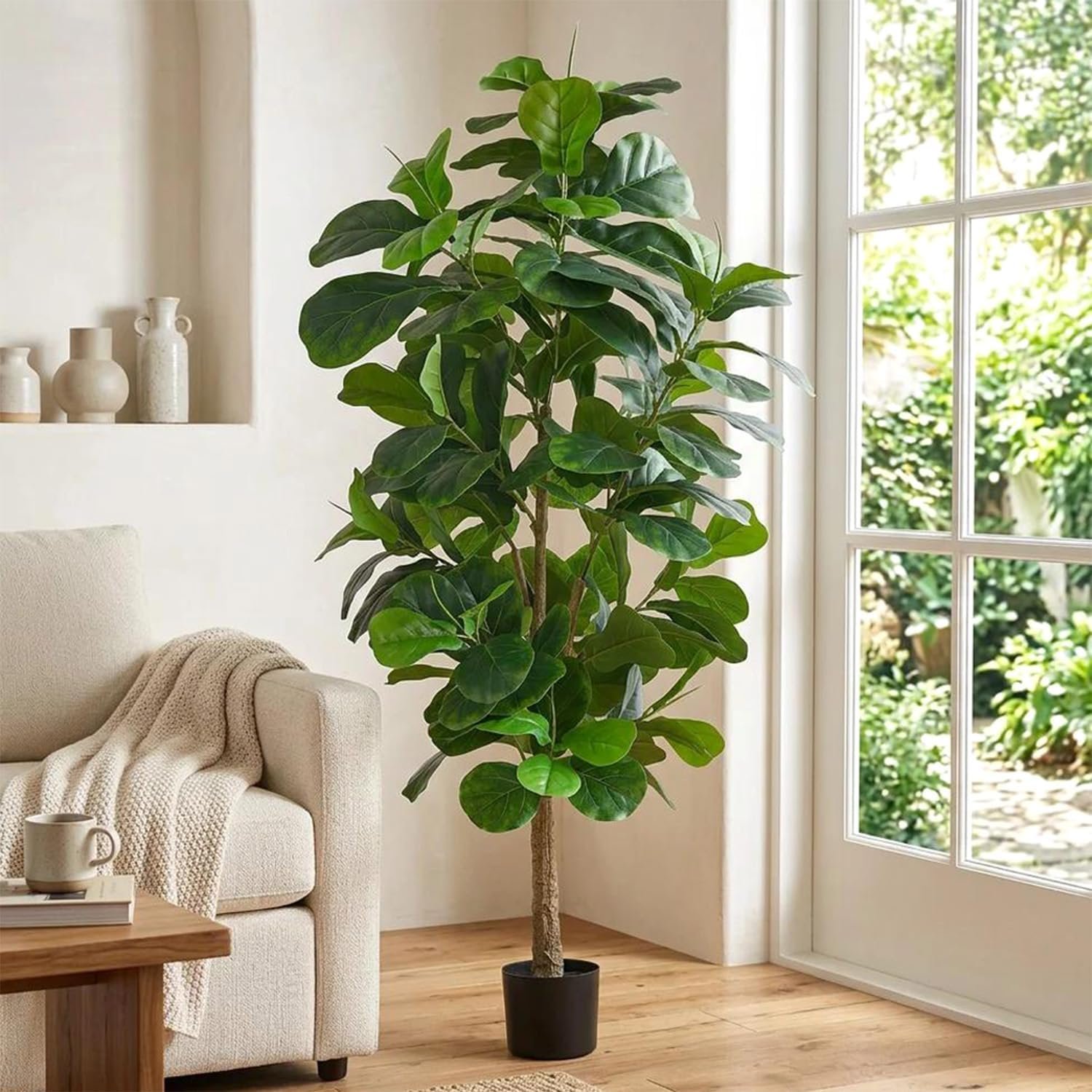 VECELO 6FT Artificial Fiddle Leaf Fig Tree Indoor Outdoor Decor