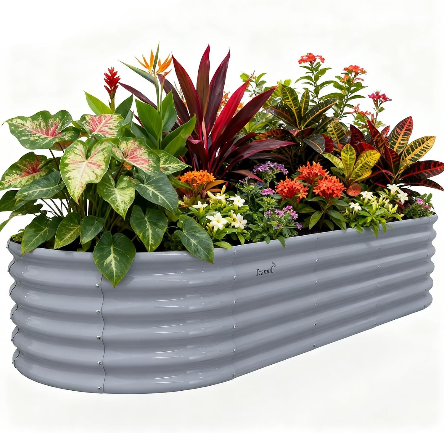 Galvanized Raised Garden Bed, 8x3x1.5ft Oval Metal Planter Box