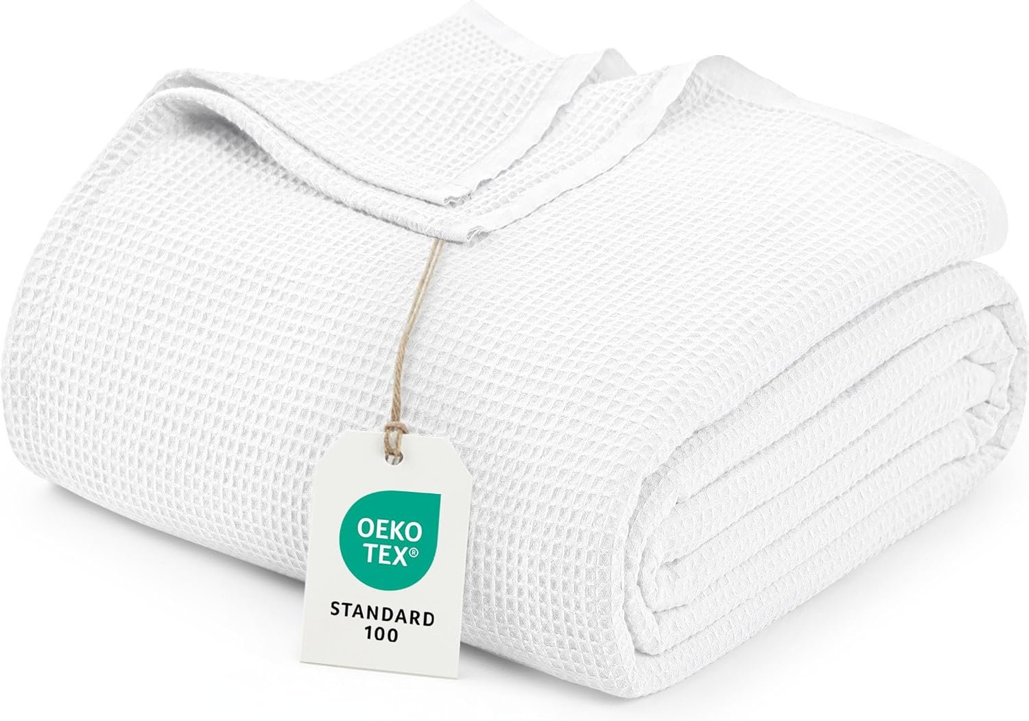 Utopia Bedding Cotton Blend White Waffle Blanket Queen – 90×90 Inches