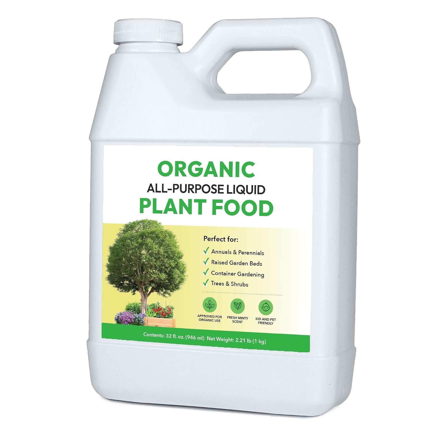Organic All-Purpose Liquid Plant Food – Liquid Fertilizer Alternative for Vegetable and Herb Gardens & Flower Beds | Infused with Broad Spectrum of Soil Enriching Microbes (32oz Makes 32 Gallons)