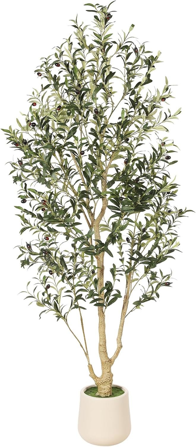 FEELEAD Olive Tree Artificial Indoor 6ft with Planter for Living Room Decor