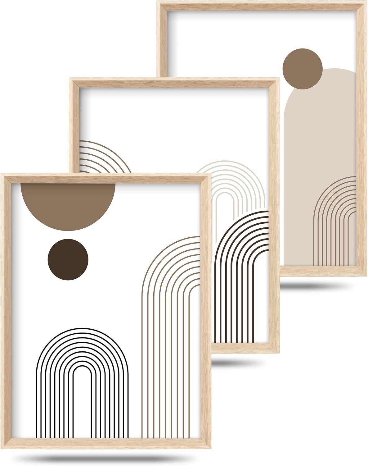 HesenDot Boho Neutral Framed Wall Art, Abstract Line Canvas Prints