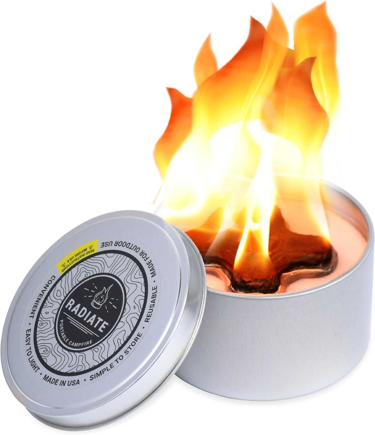 Radiate Portable Campfire: The Go-Anywhere Outdoor Fire Pit – Portable & Convenient – 2 Hours of Warmth & Burn Time – Great for Camping Fire, Picnics & More – Made in The USA