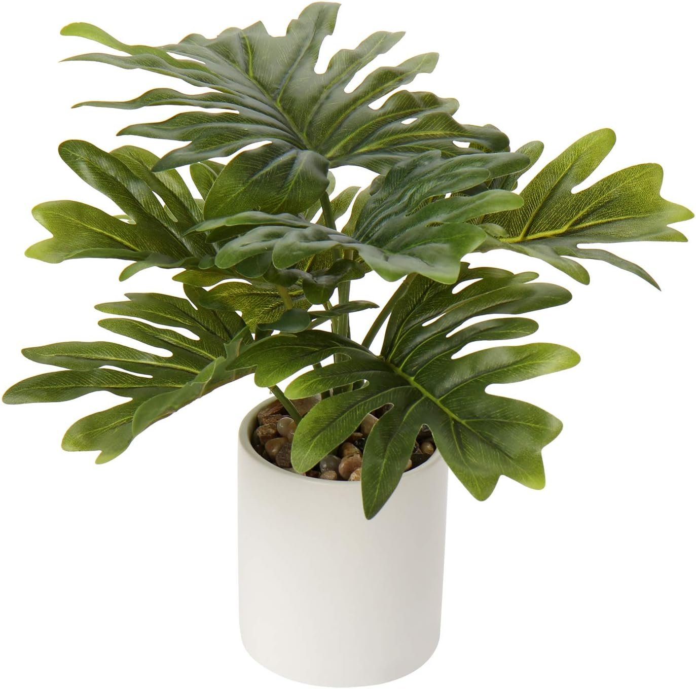 Briful Artificial Monstera Plant 13″ Small Fake Plant in Ceramic Pot Potted Faux Plant Indoor for Home Bathroom Living Room Table Office Shelf Desk Decorations