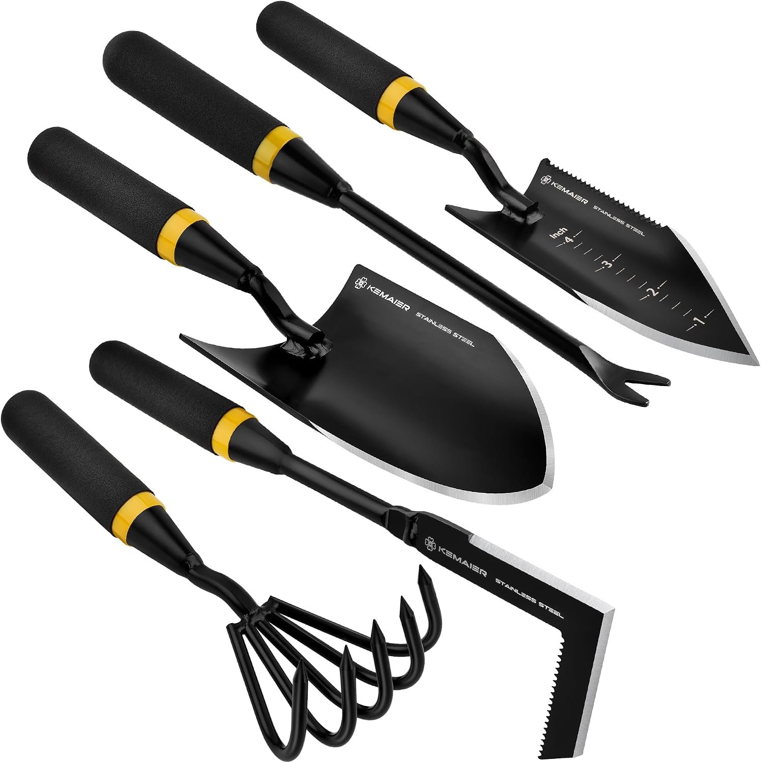 Kemaier 5-Piece Garden Tool Set, Heavy-Duty Stainless Steel Premium Tools