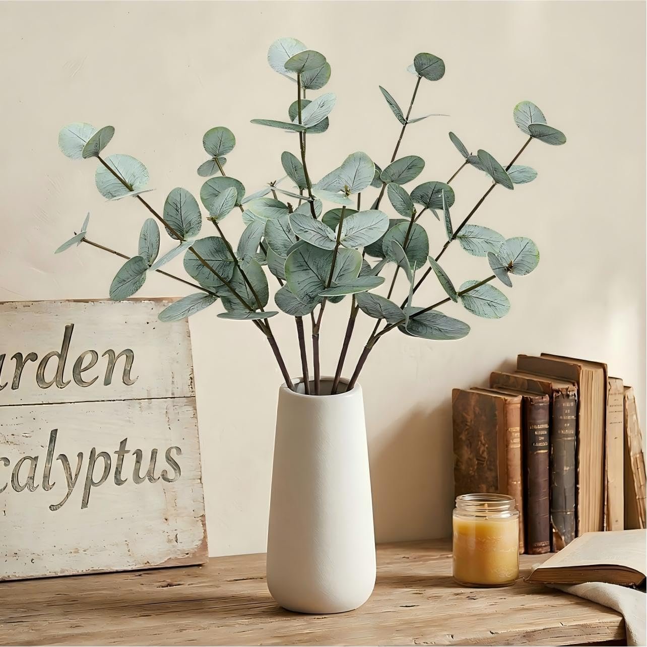 Eucalyptus Stems in Vase, 19 Inch Greenery Vase Arrangement