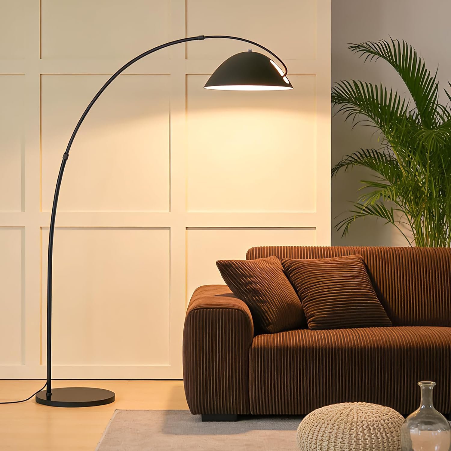 Unique Black Large Arc Floor Lamp 72″Tall with Remote Dimming