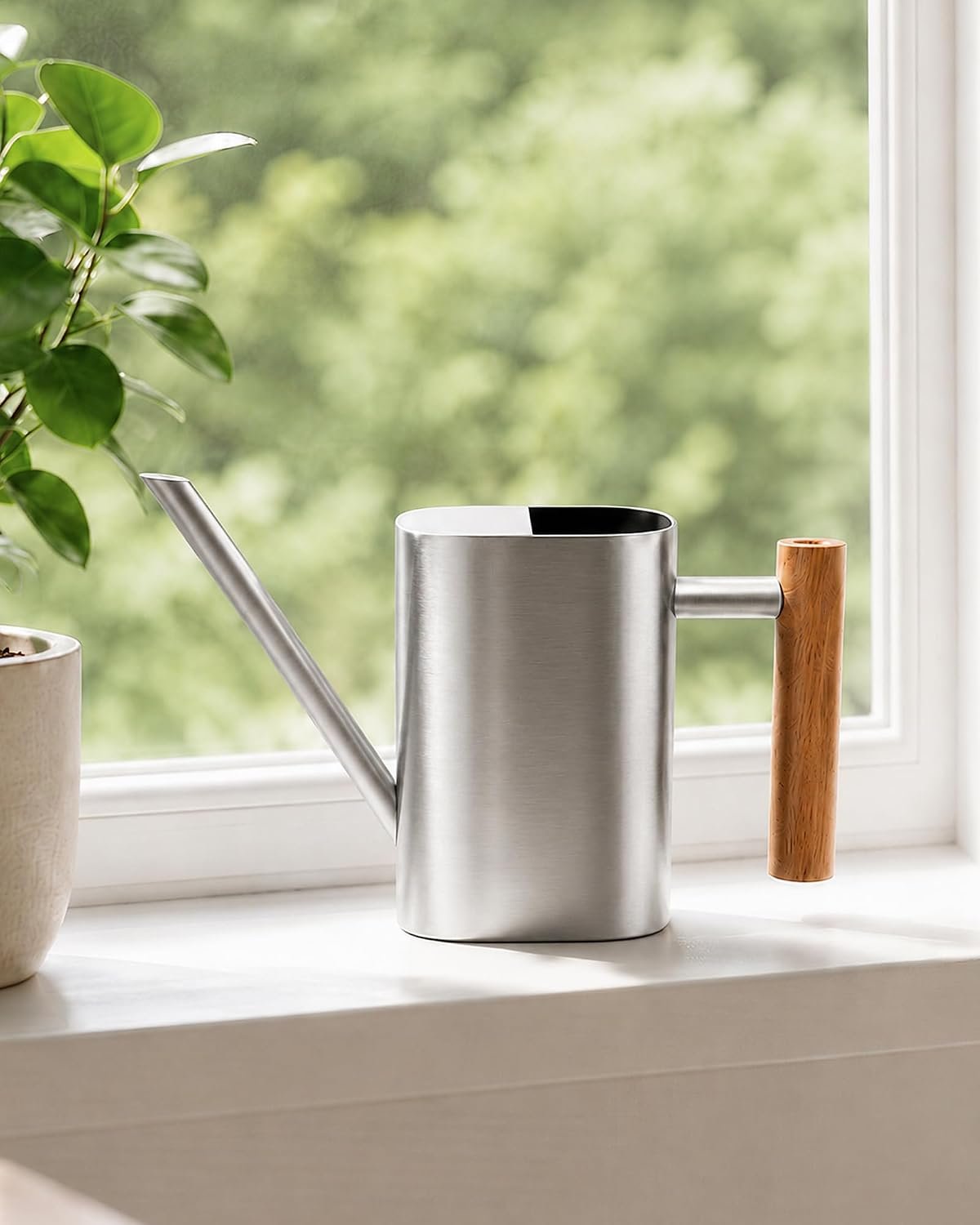 Bamworld Watering Can Indoor Plants 17oz 500ml Metal Silver