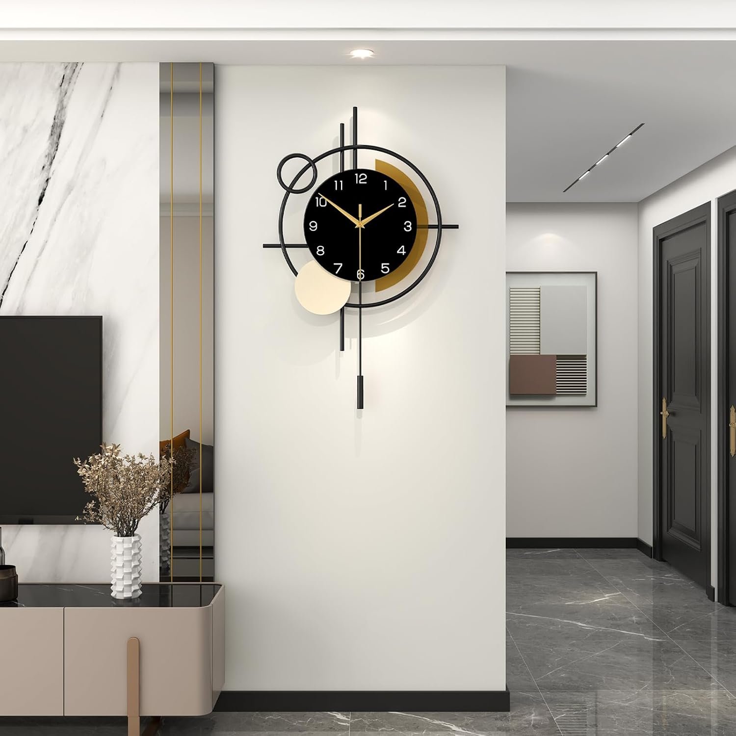 Large Wall Clock for Living Room Decor Modern Wall Clock Pendulum