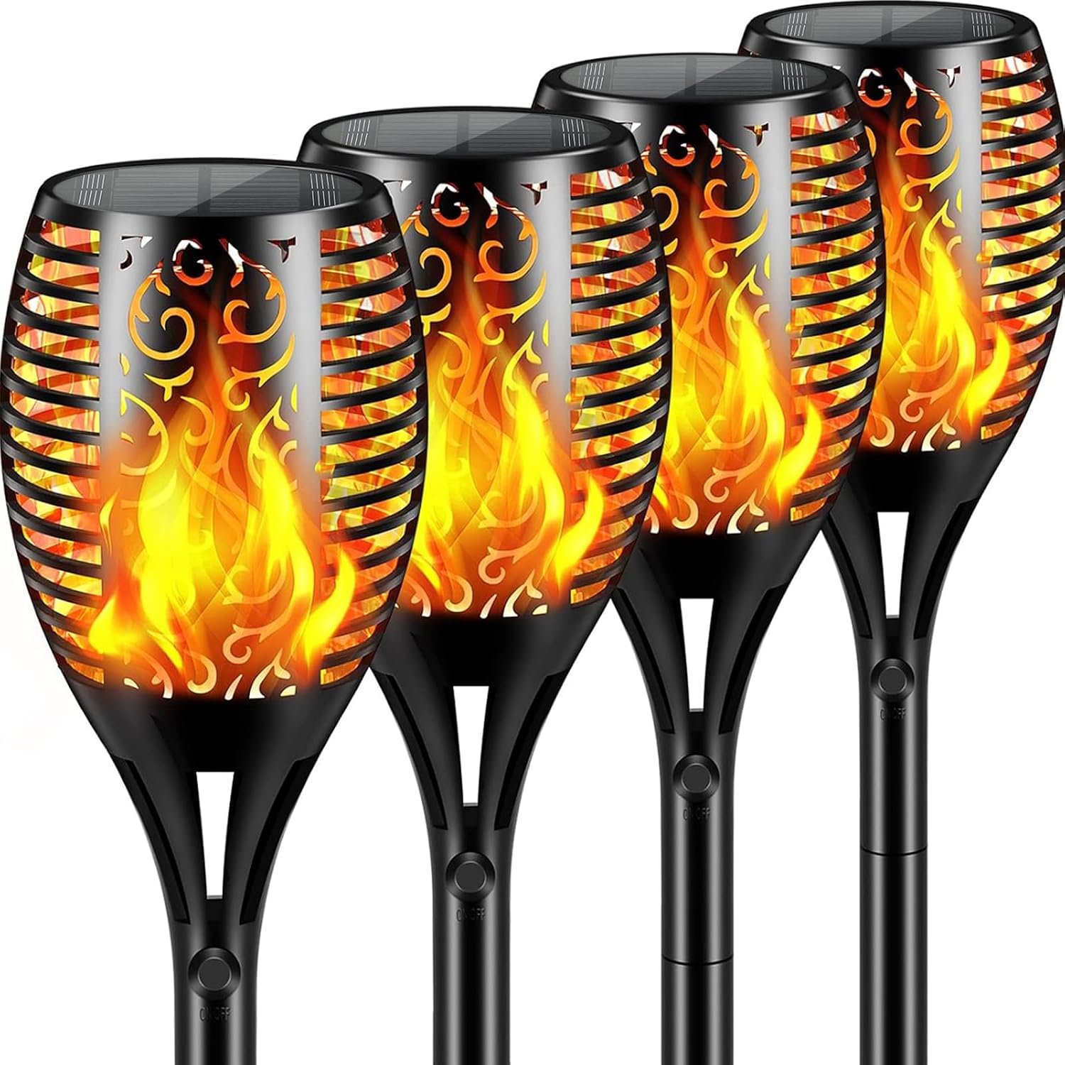 Solar Lights Outdoor 99 LED Higher & Larger Flickering Flame Solar Torch Lights 43″ Waterproof Outdoor Lighting Solar Powered Pathway Lights Christmas Decorations for Garden Patio Yard, 4Pack