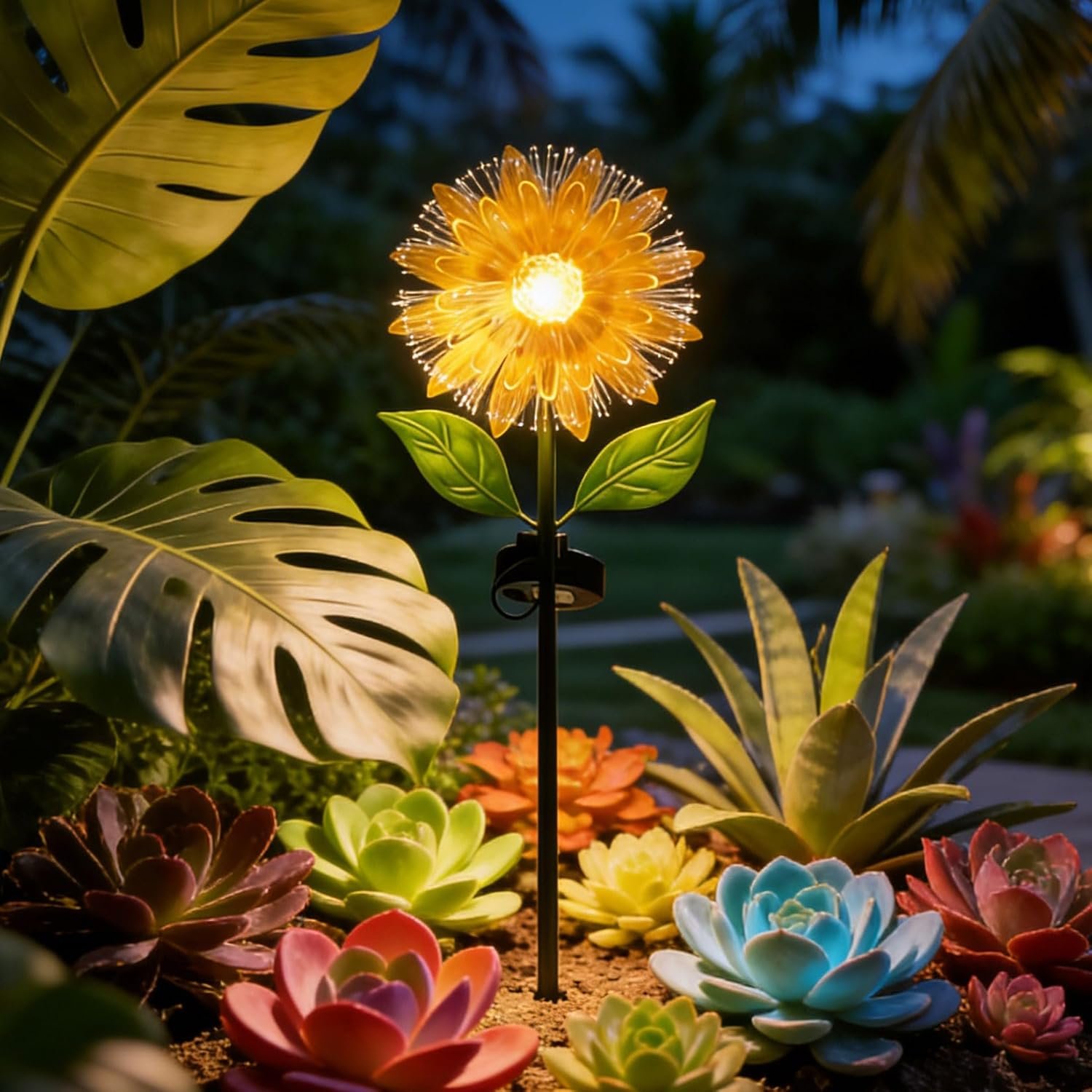 esgarden LEDs Solar Stake Lights for Garden Sunflower Garden Gifts Metal Warm White Stakes Lights for Lawn Ornaments, Yard Art, Pathway, Patio Decorations Gift for Mom Dad Grandma
