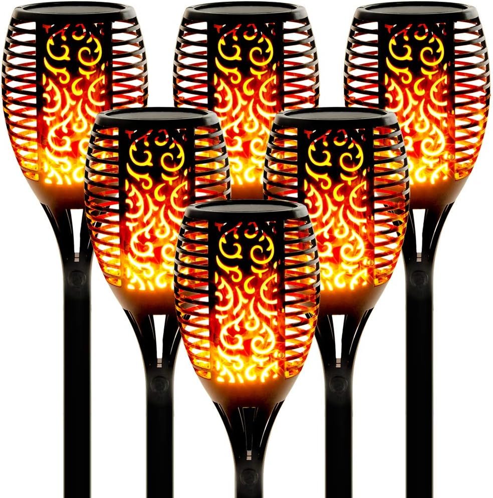 Walensee Solar Lights Outdoor with Flickering Flame,96 LED Solar Torch Lights Waterproof,43″ Tall Super Larger Size Torches for Outside Garden Patio Yard Pathway, 6 Pack