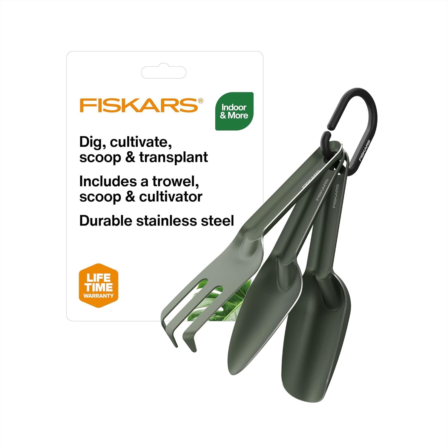 Fiskars 3-Piece House Plant Cultivating Tool Set for Indoor Gardening