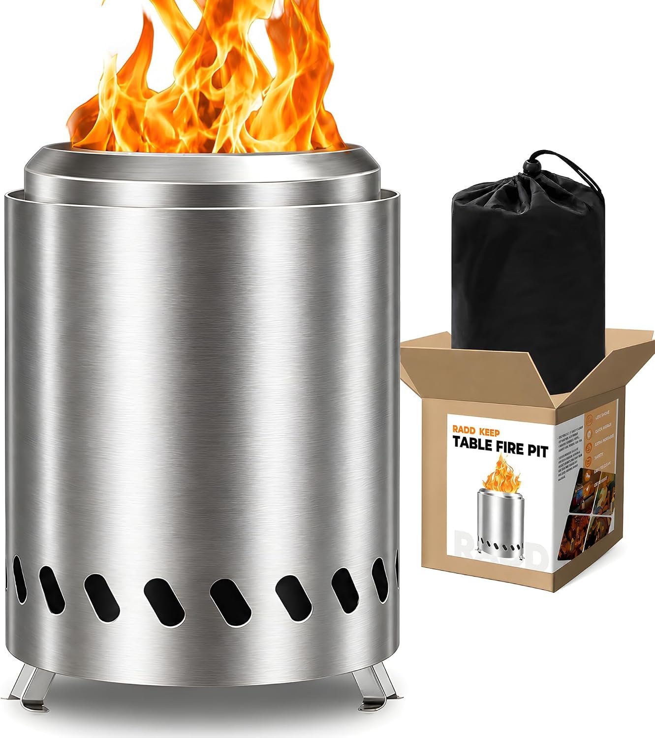 Tabletop Fire Pit, 6-Inch Smokeless Firepit for Wood & Pellets
