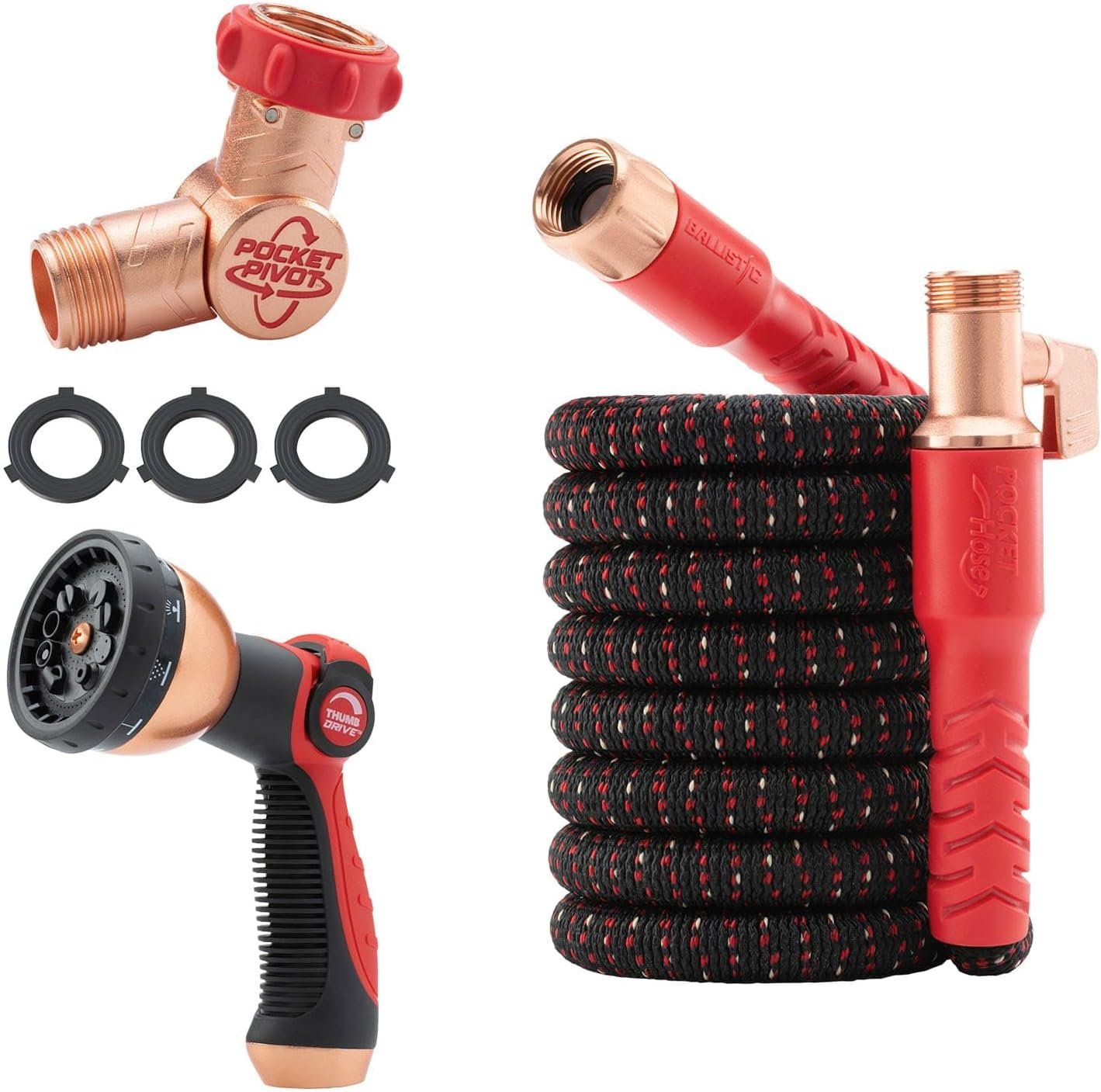 Pocket Hose Ballistic 25 FT Expandable Garden Hose, No-Kink, As Seen on TV